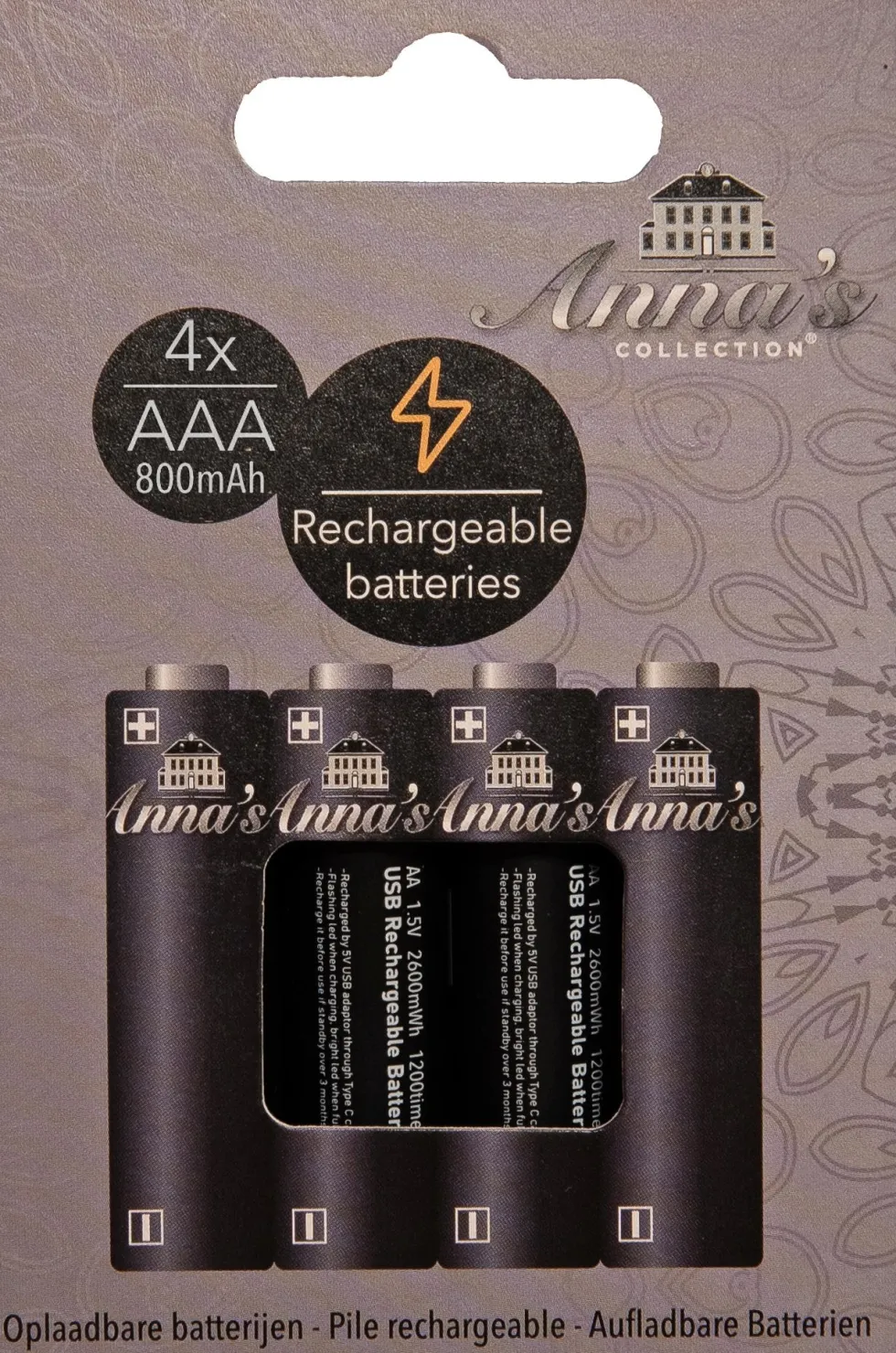 Anna's Collection oplaadbare batterij AAA 4 stuks