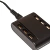 Anna's Collection oplaadstation USB met 6 ingangen zwart 15 x 16 x 4 cm