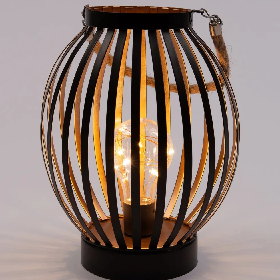 Anna's Collection tafellamp rond zwart / koper H 22 cm