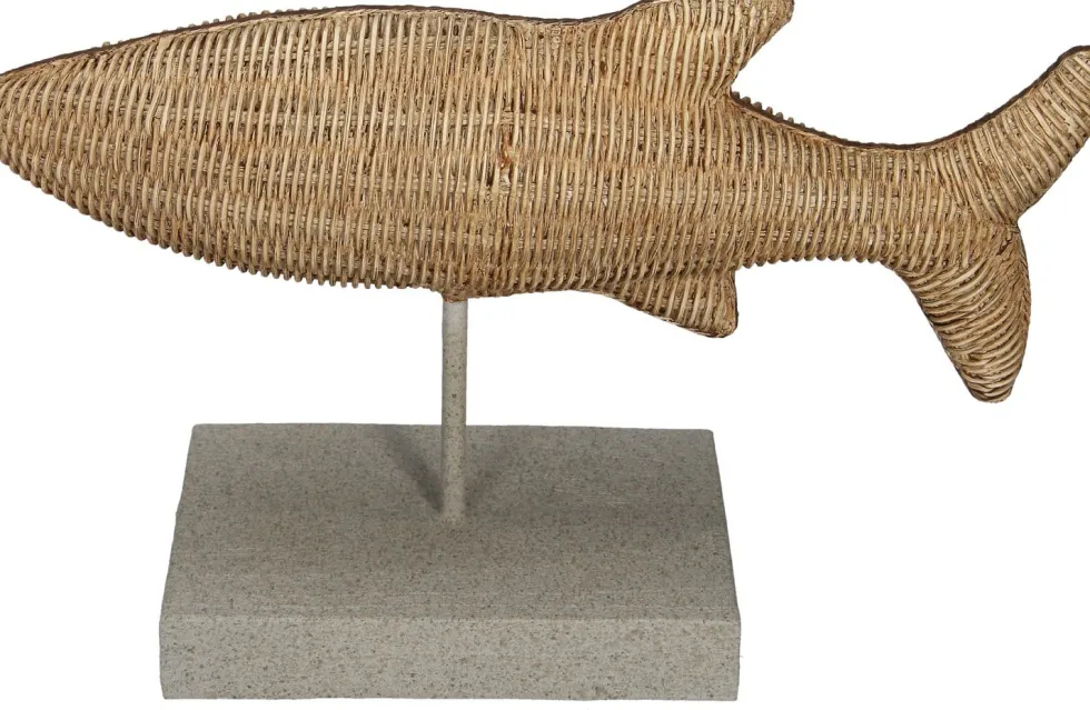 Beeld Dibbe vis naturel 35 x 12 x 23,7 cm
