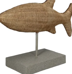 Beeld Dibbe vis naturel 35 x 12 x 23,7 cm