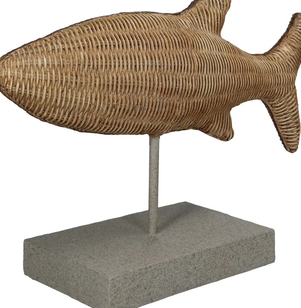 Beeld Dibbe vis naturel 35 x 12 x 23,7 cm
