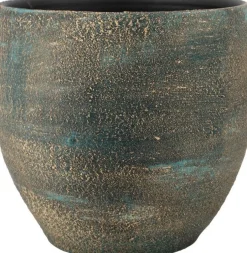 Bela Arte bloempot Madeira blauw / goud D 24 H 24 cm