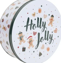 Bewaarblik Holly Jolly wit D 19,2 H 7 cm