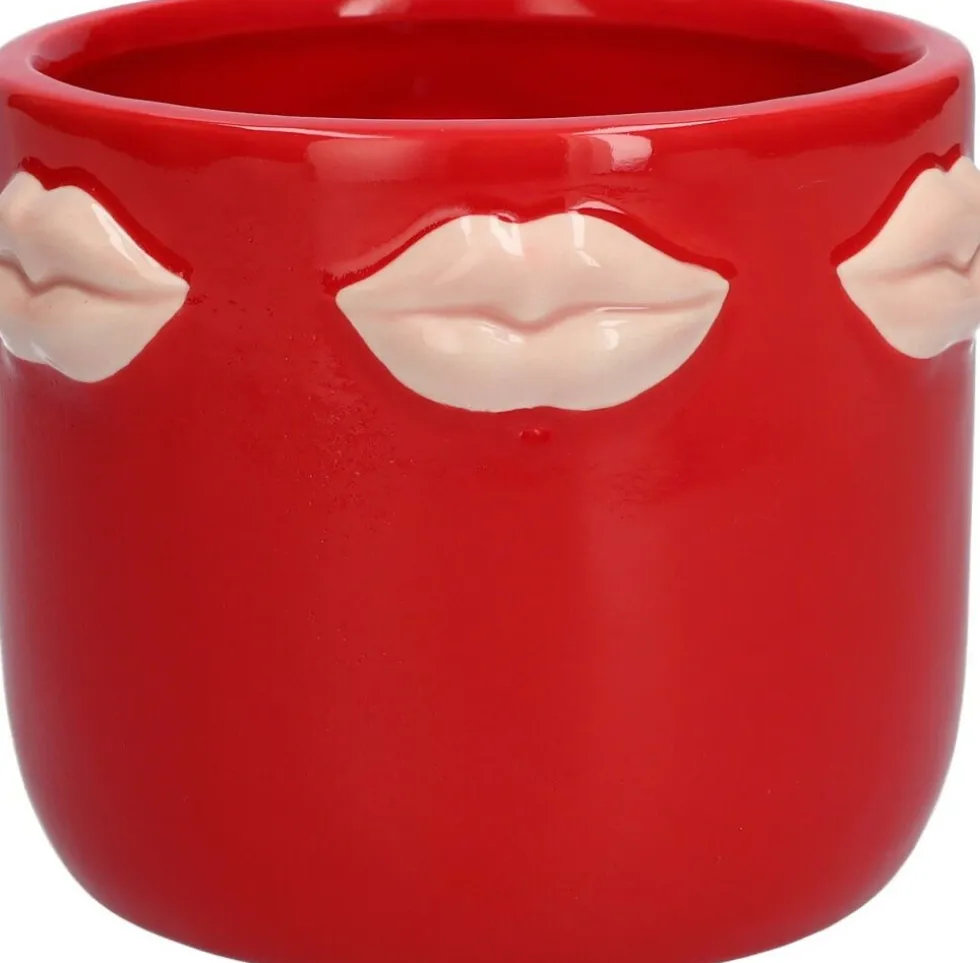 Bloempot Kusjes rood D 12 H 10,5 cm