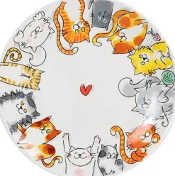 Blond Amsterdam bord Animals kat wit D 21,8 H 2,5 cm