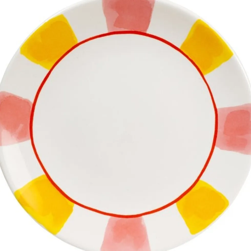 Blond Amsterdam bord Even Bijkletsen roze / geel D 22 H 2,5 cm