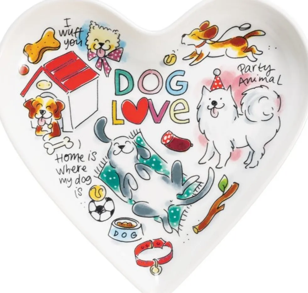 Blond Amsterdam ontbijtbord dier hart Dog multi 22 x 22 x 1,5 cm