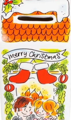Blond Amsterdam spaarpot Christmas 8,3 x 8,3 x 14 cm