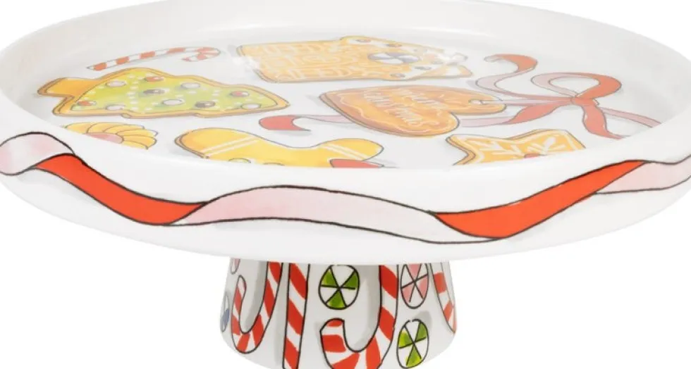 Blond Amsterdam taartplateau Christmas wit D 24 H 10 cm