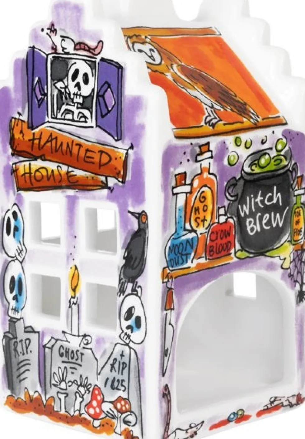 Blond Amsterdam waxinelichthouder Halloween paars 8 x 8 x 15 cm