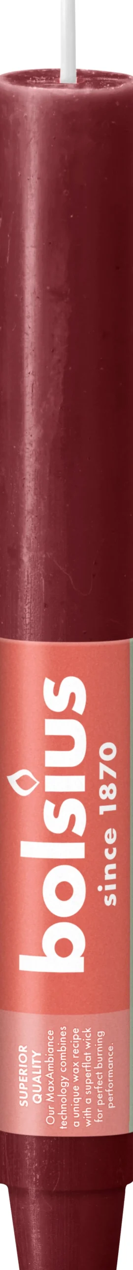 Bolsius dinerkaars Rustiek rood 15 uur D 23 H 3 cm