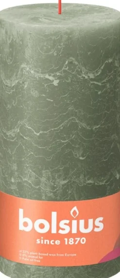 Bolsius dinerkaars Shine groen 125 uur D 10 H 20 cm