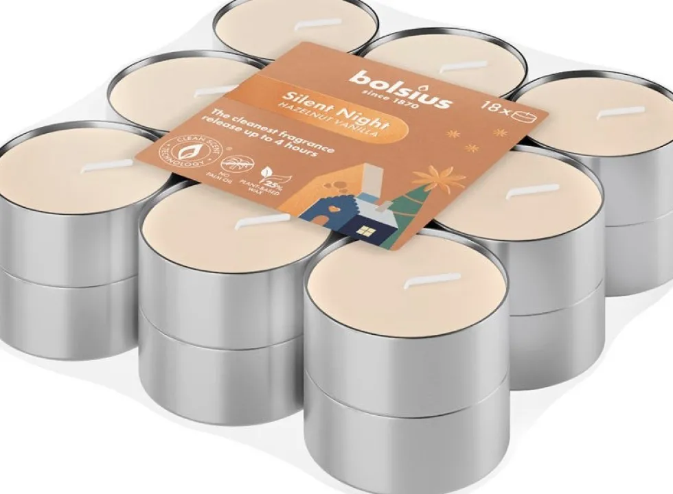 Bolsius geurtheelicht True Glow Silent Night beige 4 uur 18 stuks D 4 H 1,5 cm