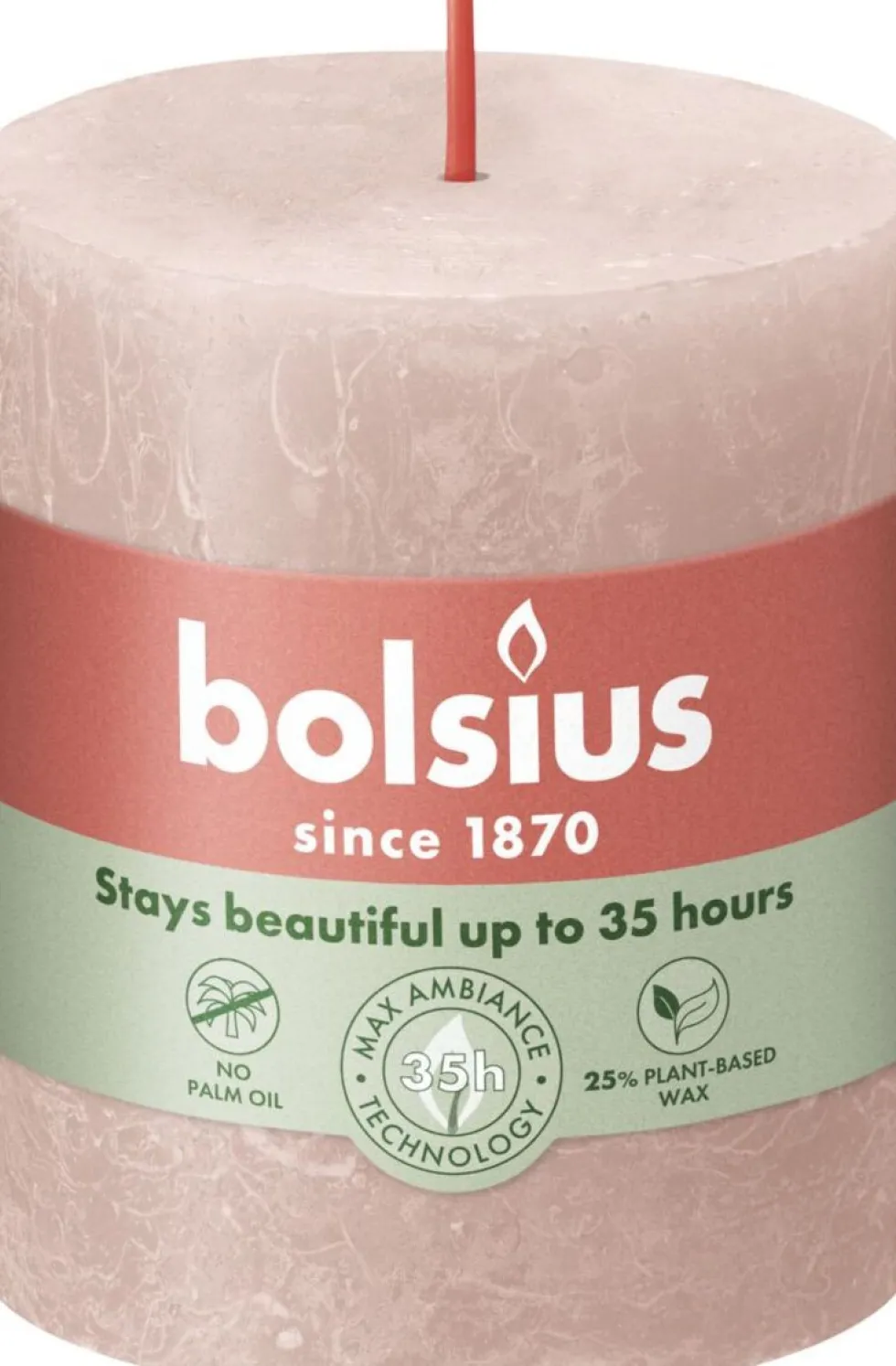 Bolsius stompkaars roze 35 uur D 6,8 H 8 cm