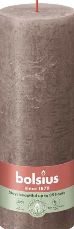 Bolsius stompkaars Rustiek Shine taupe 85 uur D 6,8 H 19 cm