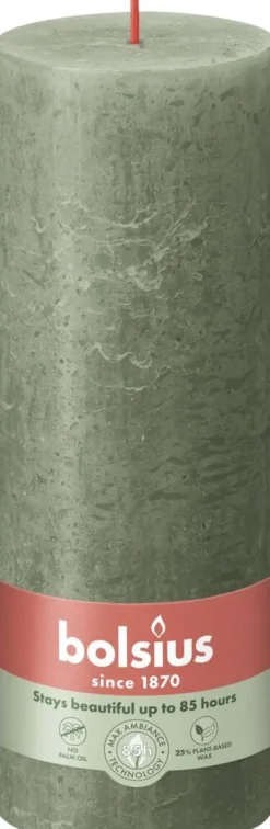 Bolsius stompkaars Rustiek Shine donker groen 85 uur D 6,8 H 19 cm