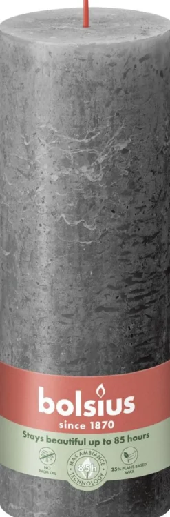 Bolsius stompkaars Rustiek Shine antraciet 85 uur D 6,8 H 19 cm