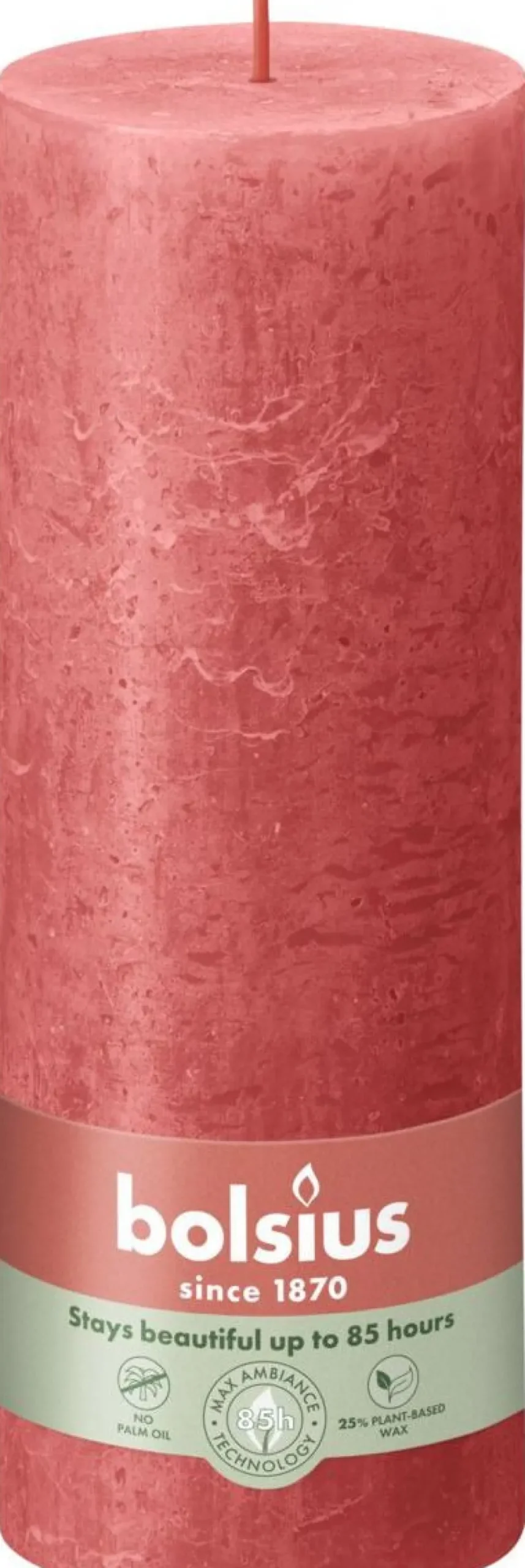 Bolsius stompkaars Rustiek Shine roze 85 uur D 6,8 H 19 cm