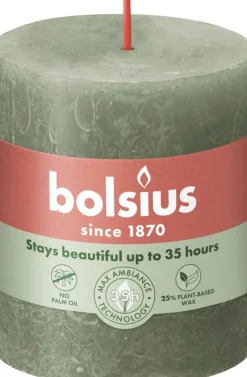 Bolsius stompkaars Rustiek Shine donker groen 35 uur D 6,8 H 8 cm