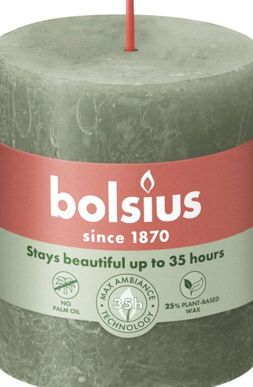 Bolsius stompkaars Rustiek Shine donker groen 35 uur D 6,8 H 8 cm