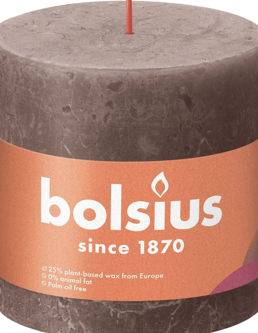 Bolsius stompkaars Rustiek Shine taupe 62 uur D 10 H 10 cm