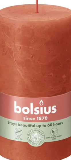 Bolsius stompkaars Rustiek Shine oranje 60 uur D 6,8 H 13 cm