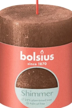 Bolsius stompkaars Rustiek Shimmer brons 35 uur D 6,8 H 8 cm