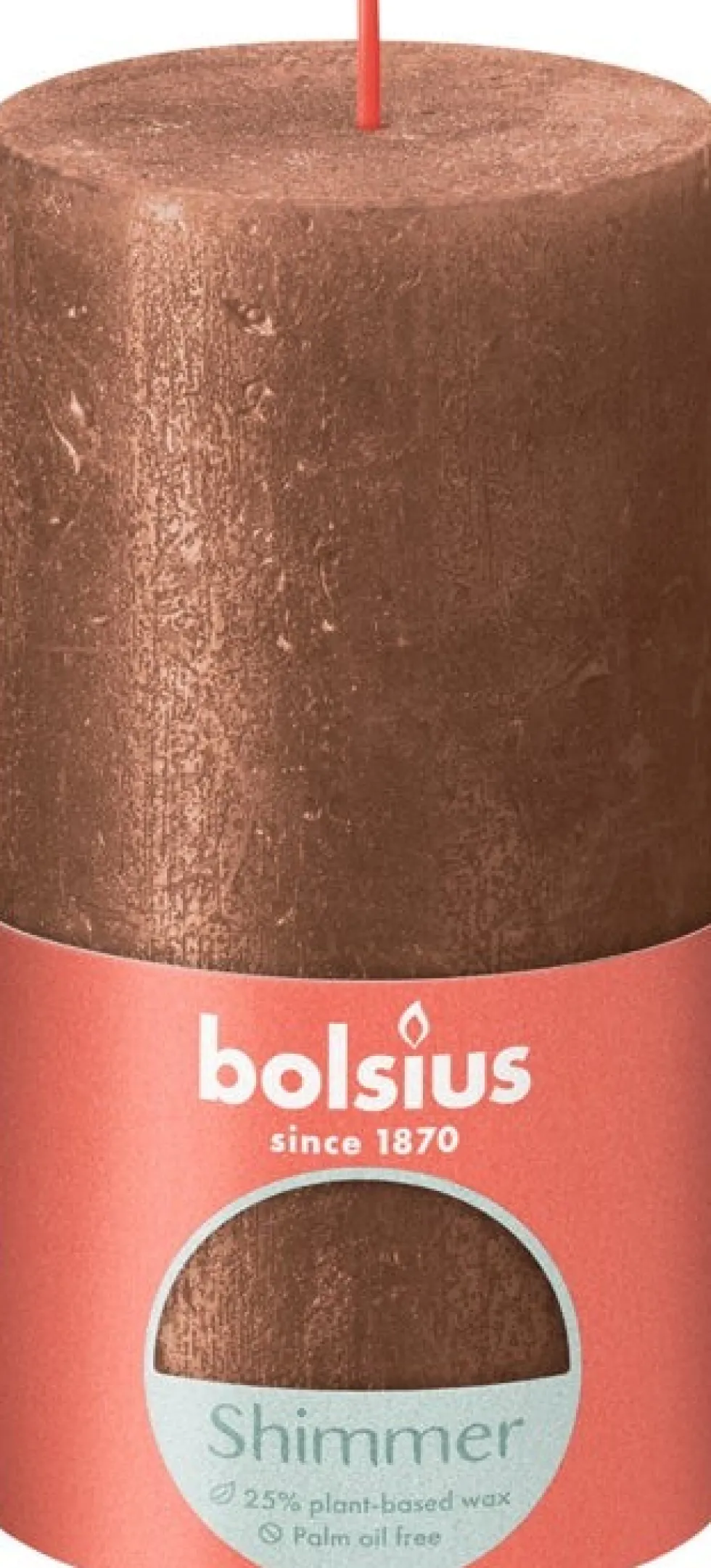 Bolsius stompkaars Rustiek Shimmer brons 60 uur D 6,8 H 13 cm