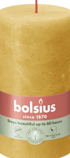 Bolsius stompkaars Rustiek Shine geel 60 uur D 6,8 H 13 cm