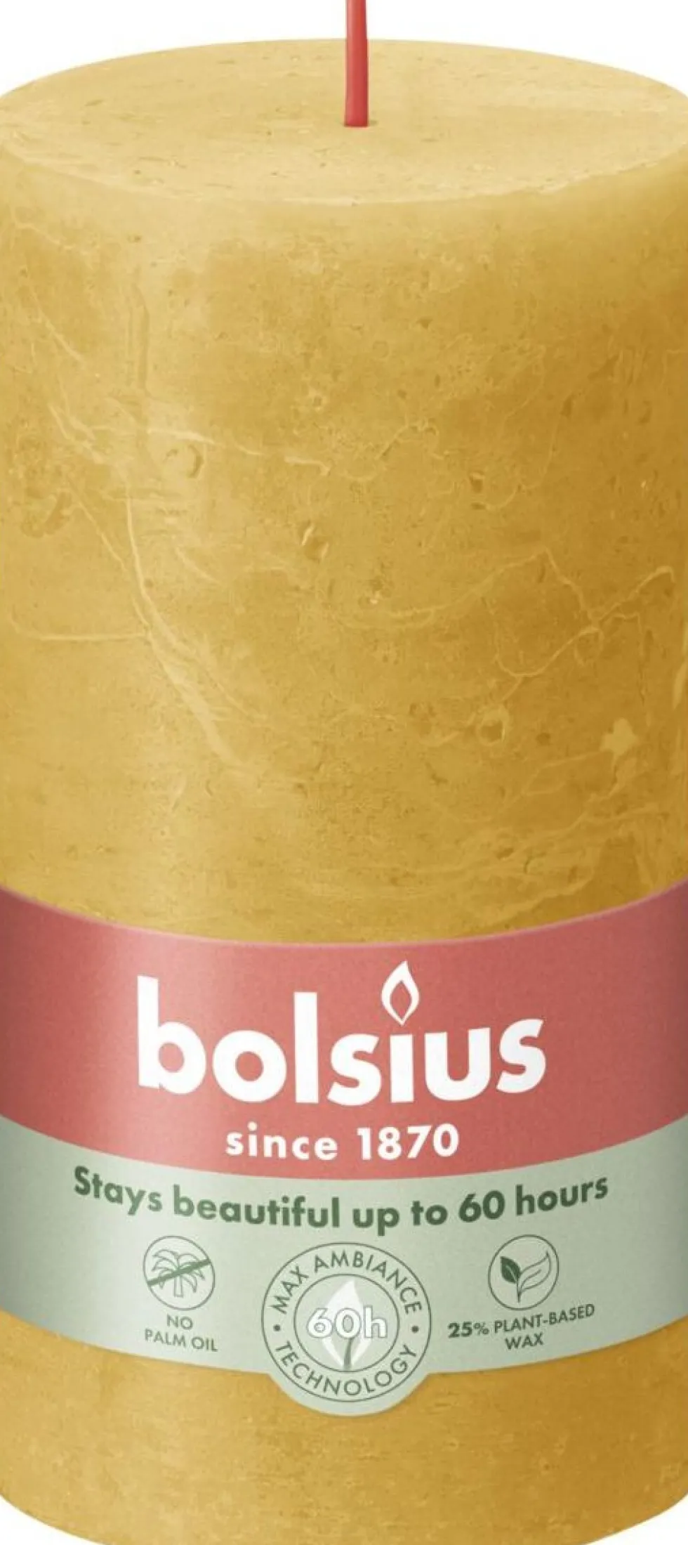 Bolsius stompkaars Rustiek Shine geel 60 uur D 6,8 H 13 cm