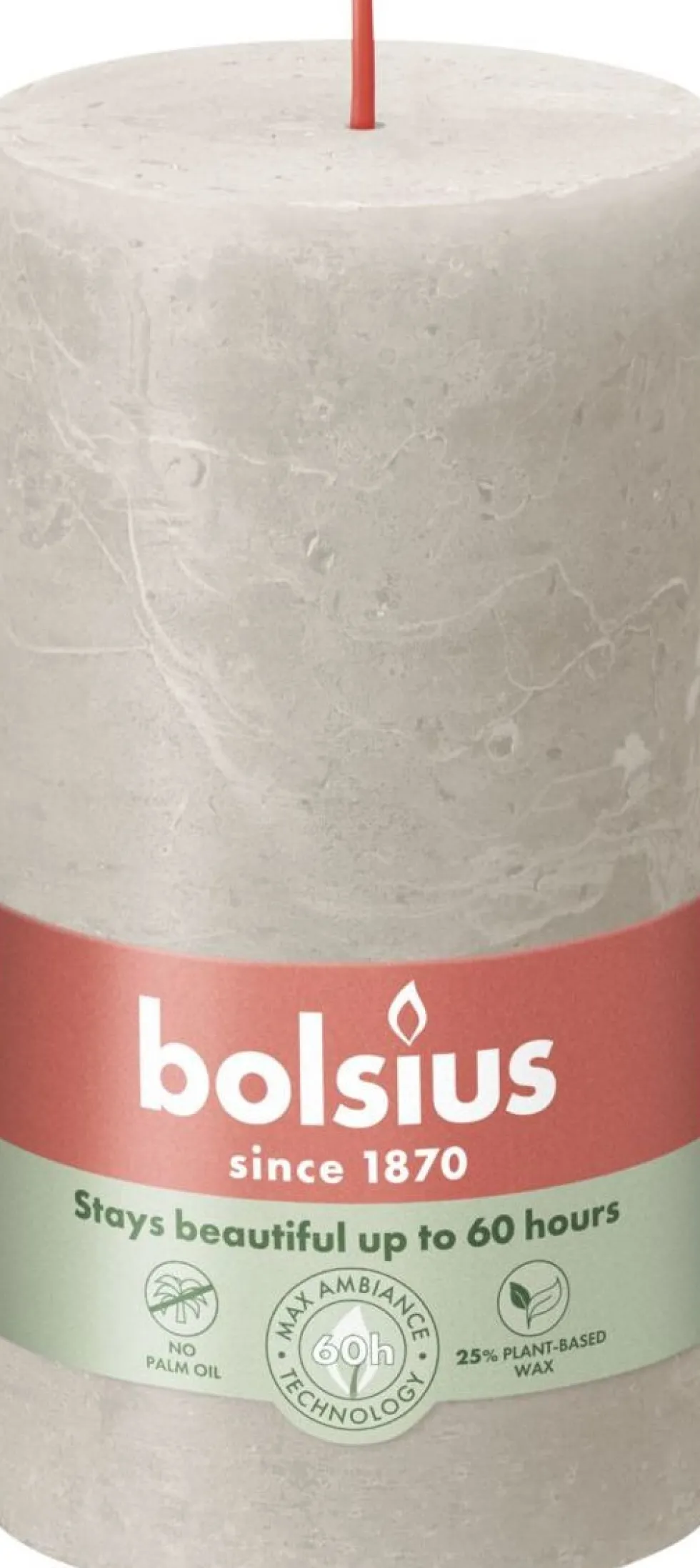 Bolsius stompkaars Rustiek Shine grijs 60 uur D 6,8 H 13 cm