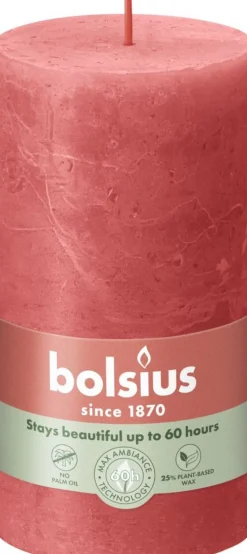Bolsius stompkaars Rustiek Shine roze 60 uur D 6,8 H 13 cm