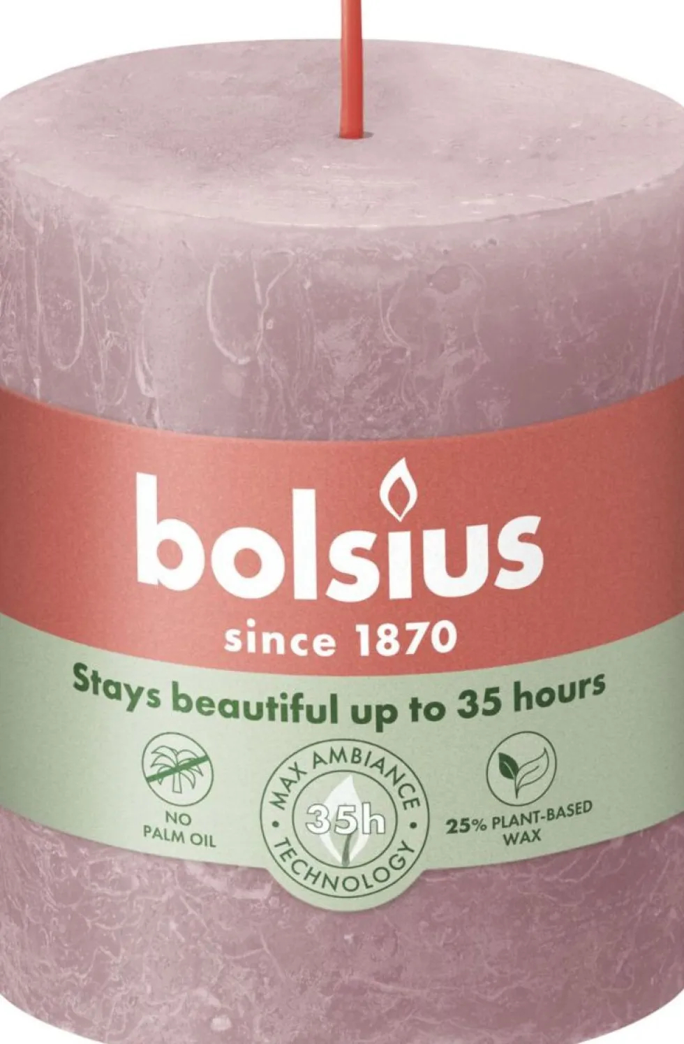 Bolsius stompkaars Rustiek Shine roze / grijs 35 uur D 6,8 H 8 cm