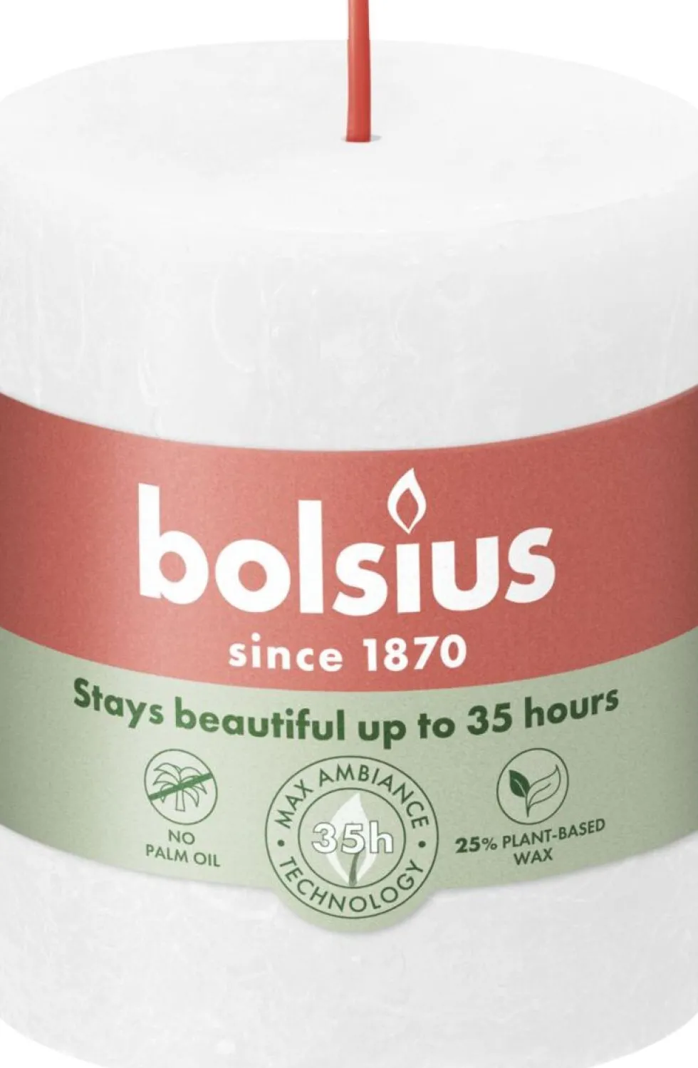 Bolsius stompkaars Rustiek Shine wit 35 uur D 6,8 H 8 cm