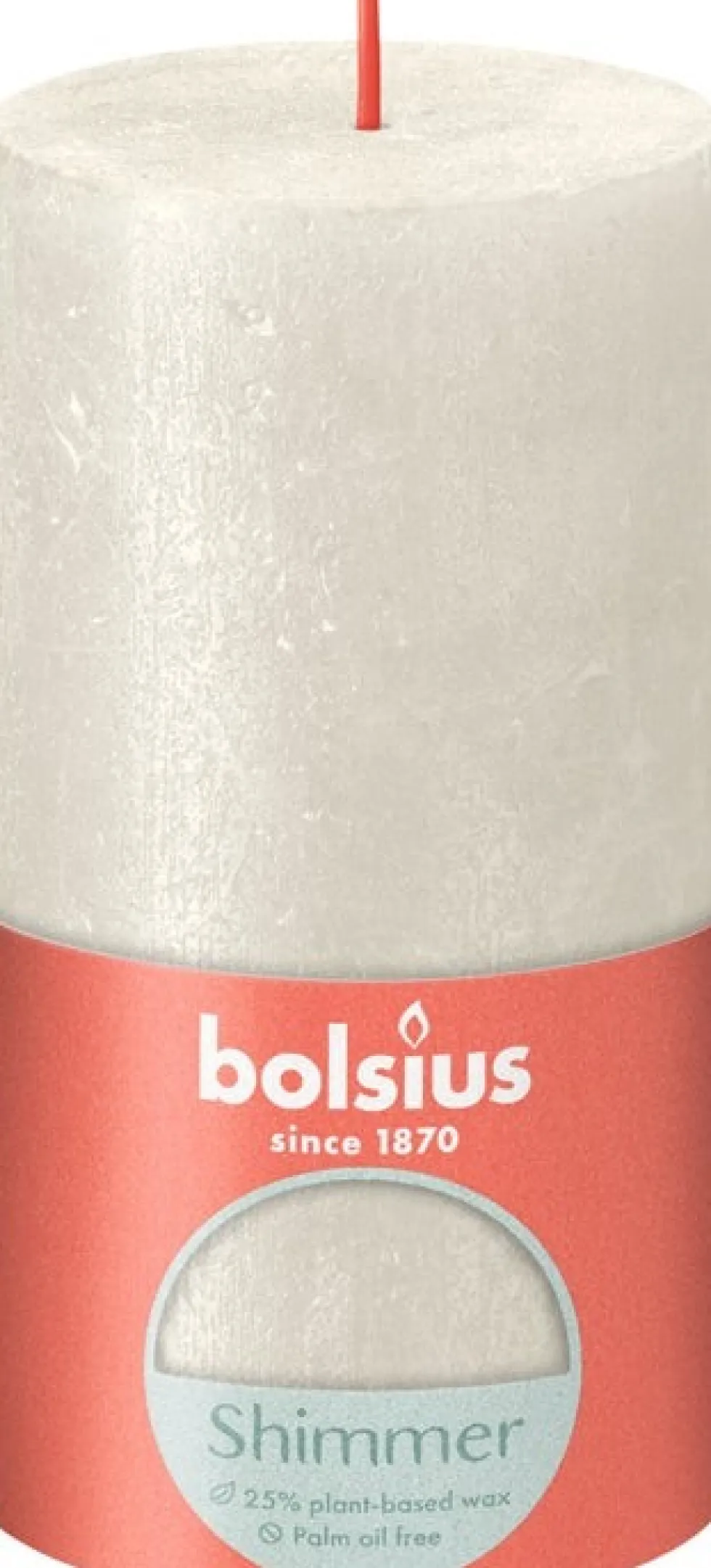 Bolsius stompkaars Rustiek Shimmer wit 60 uur D 6,8 H 13 cm