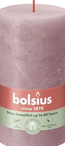 Bolsius stompkaars Rustiek Shine roze / grijs 60 uur D 6,8 H 13 cm