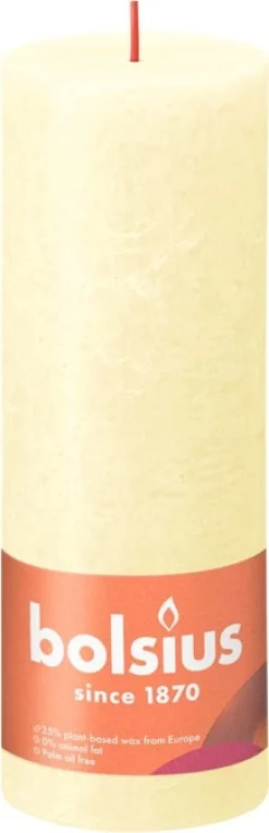 Bolsius stompkaars Rustiek Shine licht geel 85 uur D 6,8 H 19 cm
