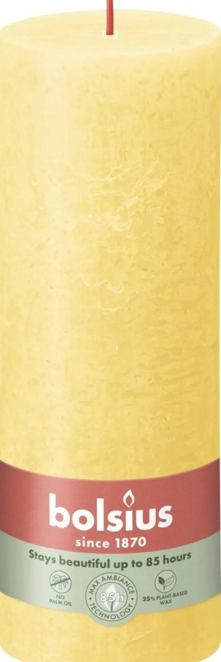 Bolsius stompkaars Rustiek Shine geel 85 uur D 6,8 H 19 cm