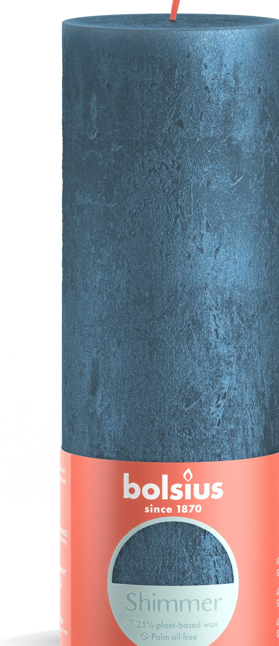 Bolsius stompkaars Shimmer blauw 85 uur D 6,8 x H 19 cm