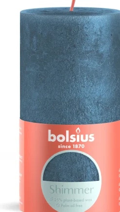 Bolsius stompkaars Shimmer blauw 60 uur D 6,8 x H 13 cm