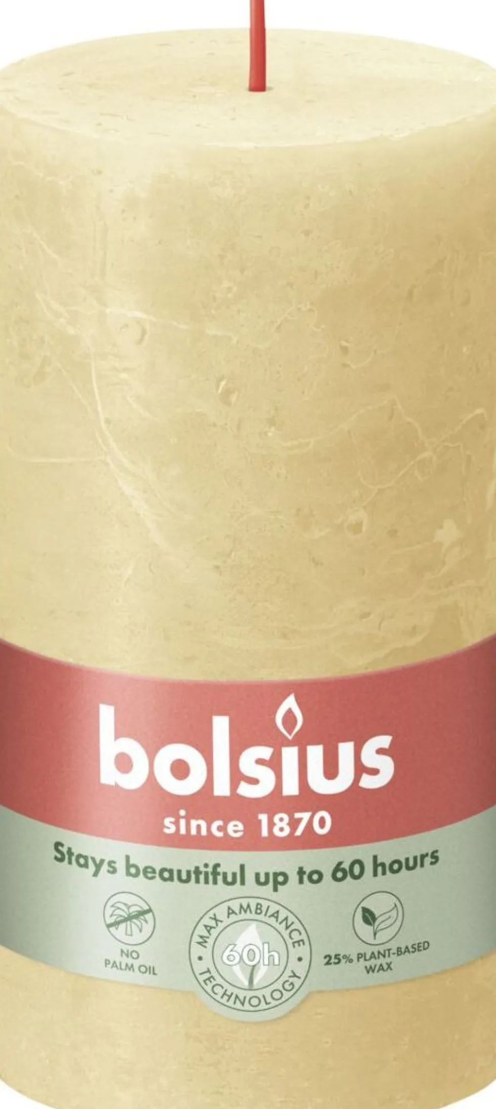 Bolsius stompkaars Shine beige 60 uur D 6,8 x H 13 cm