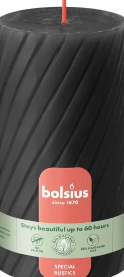 Bolsius stompkaars Twist antraciet 60 uur D 13,6 H 6,8 cm