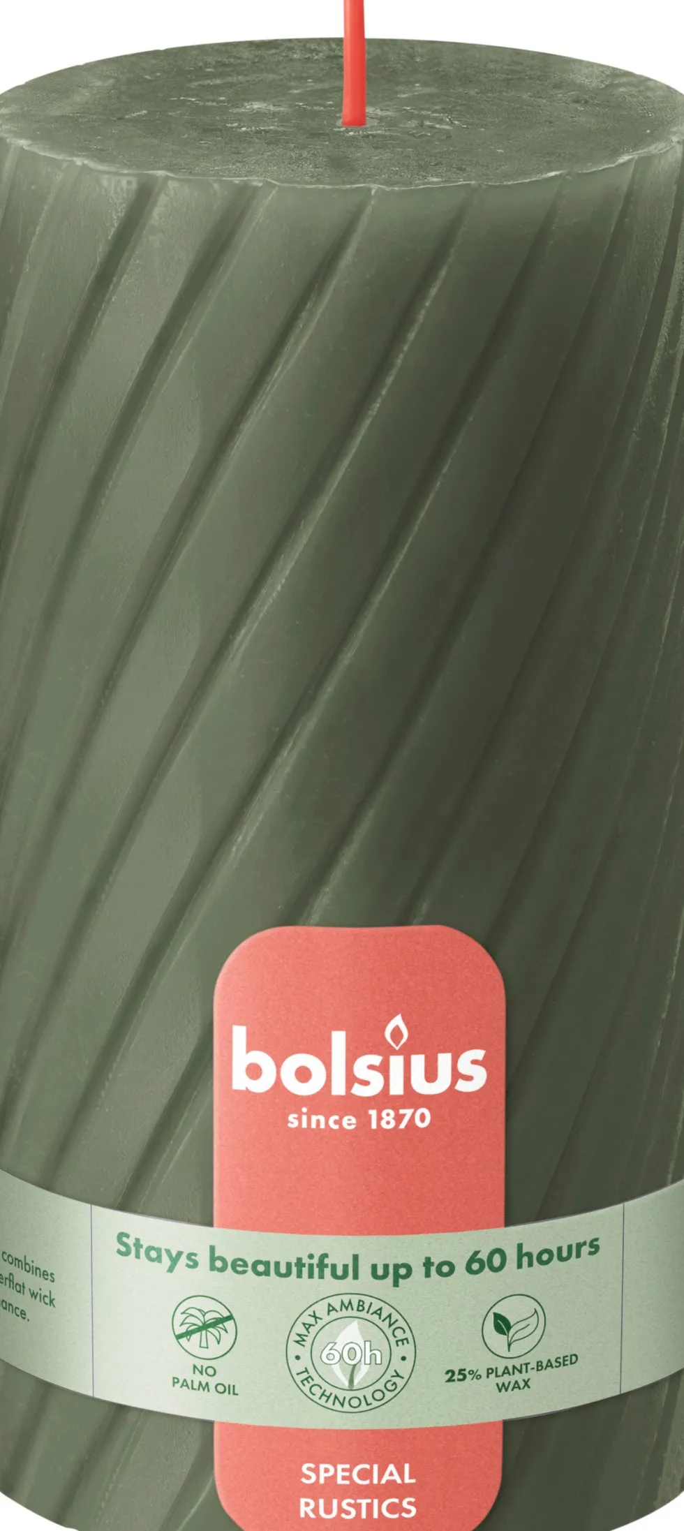 Bolsius stompkaars Twist groen 60 uur D 13 H 6,8 cm