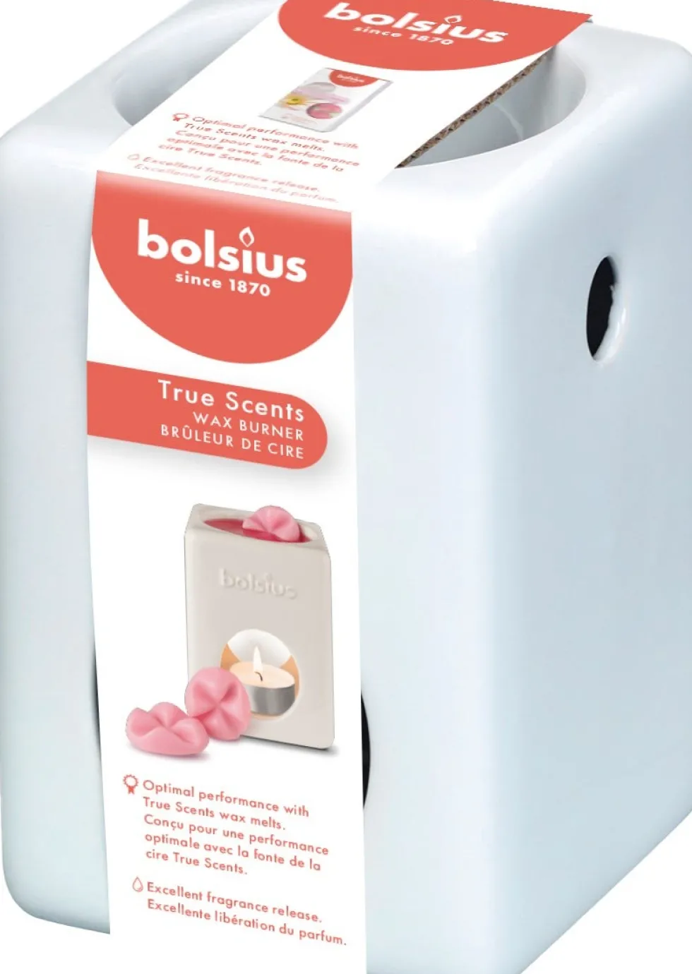 Bolsius wax geurbrander True Scents wit 8,2 x 8,2 x 12,4 cm