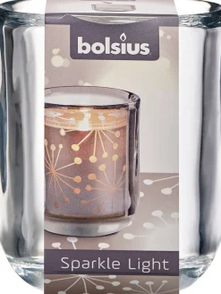 Bolsius waxinelichthouder Sparkle transparant 7,1 x 7,1 x 8,7 cm