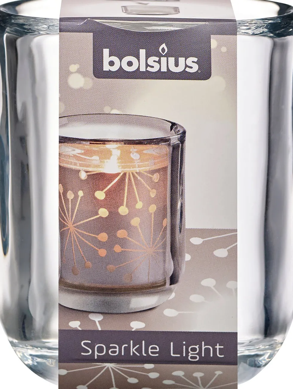 Bolsius waxinelichthouder Sparkle transparant 7,1 x 7,1 x 8,7 cm