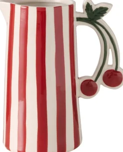 Boltze kan Cherry rood / wit D 12,5 H 23 cm