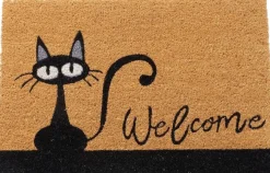 Boltze kokosmat welcome kat bruin / zwart 60 x 40 cm