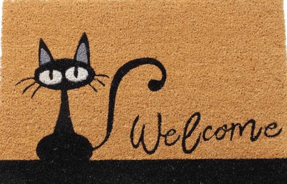 Boltze kokosmat welcome kat bruin / zwart 60 x 40 cm